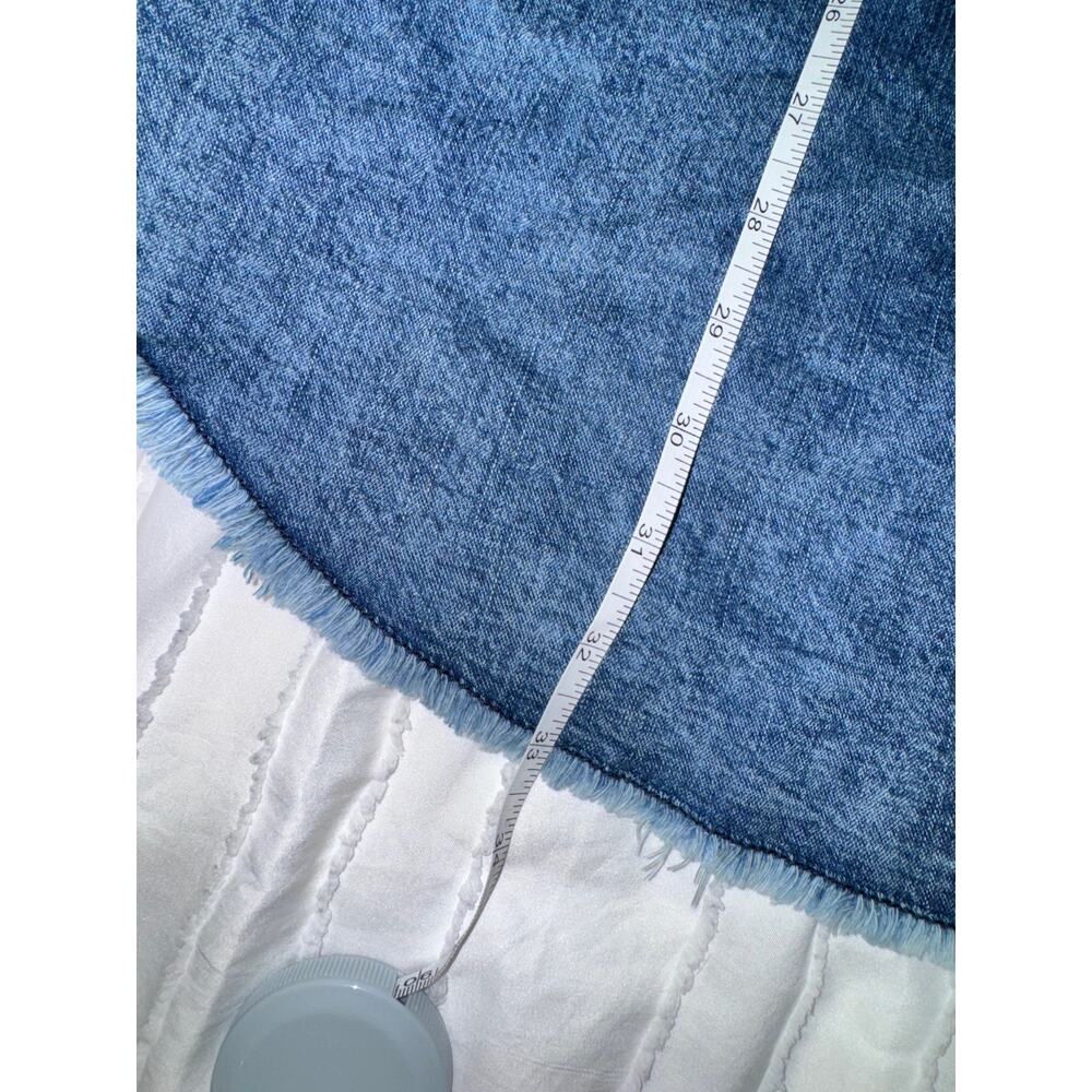 KUT Denim Shirt Dress Women's Large Blue Cotton Linen Raw Hem Festival Western - Picture 15 of 15